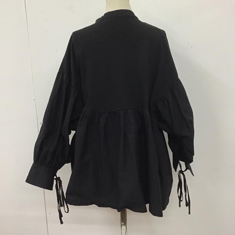 ザラ ZARA シャツ、ブラウス 七分袖 カジュアルシャツ ノーカラーシャツ 七分丈 フレアシャツ M 無地 黒 / ブラック / レディース USED 古着 中古 10109947