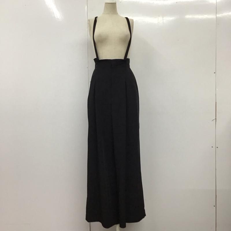 クイーンズコート QUEENS COURT パンツ ワークパンツ、ペインターパンツ 2210-91308 サスペンダー付きワイドパンツ カジュアルパンツ 1 無地 黒 / ブラック / レディース USED 古着 中古 10115181