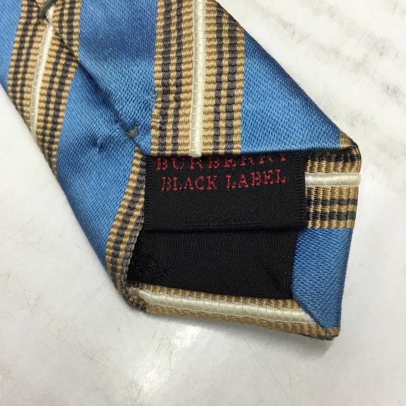 バーバリーブラックレーベル BURBERRY BLACK LABEL ネクタイ ネクタイ 絹 シルク ストライプ 水色 / ライトブルー / X ベージュ / ベージュ / X 白 / ホワイト / メンズ USED 古着 中古 10110628