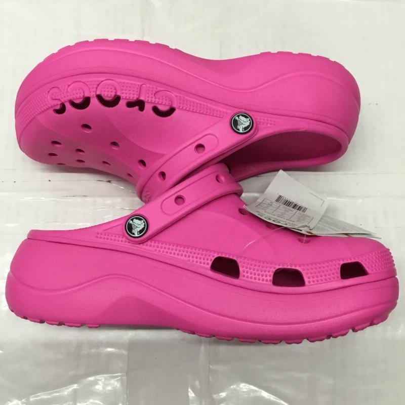 クロックス crocs サンダル サンダル 208186-6QQ バヤ プラットフォーム 厚底 25cm タグ付き 25.0cm ロゴ、文字 桃 / ピンク / レディース USED 古着 中古 10110559