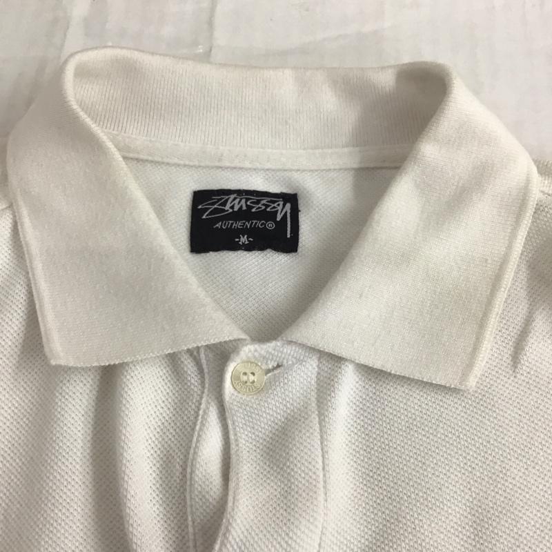 ステューシー STUSSY ポロシャツ 七分袖 長袖シャツ カラーシャツ ポケットシャツ 長袖カットソー M プリント 白 / ホワイト /  メンズ USED 古着 中古 10113112