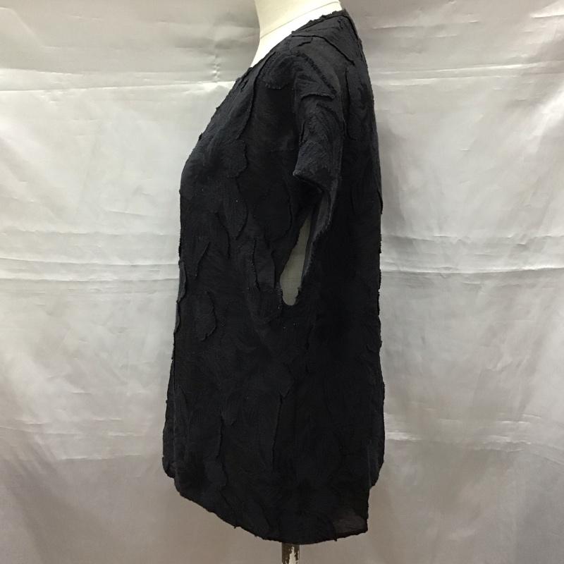 ユナイテッドアローズ UNITED ARROWS カットソー 半袖 1516-162-4459 カットジャカード 総柄 黒 / ブラック / レディース USED 古着 中古 10115852