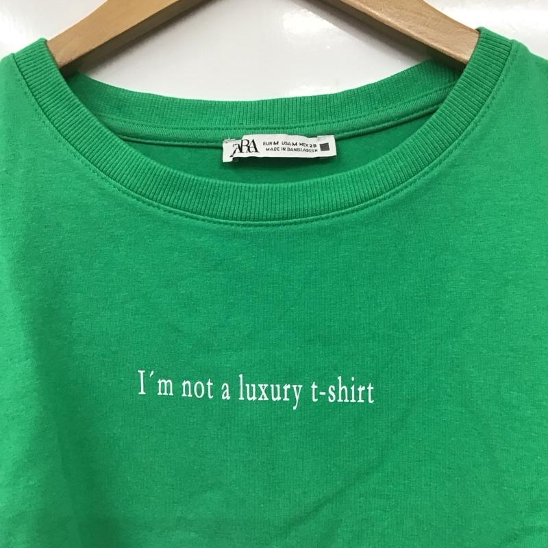 ザラ ZARA Tシャツ 半袖 M ロゴ、文字 X プリント 緑 / グリーン / レディース USED 古着 中古 10130404