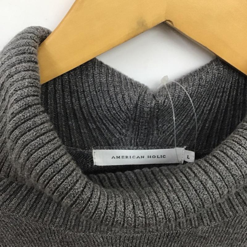 アメリカンホリック AMERICAN HOLIC ワンピース ロングスカート 長袖ニットロングワンピース タートルネック L 無地 灰 / グレー / レディース USED 古着 中古 10138364
