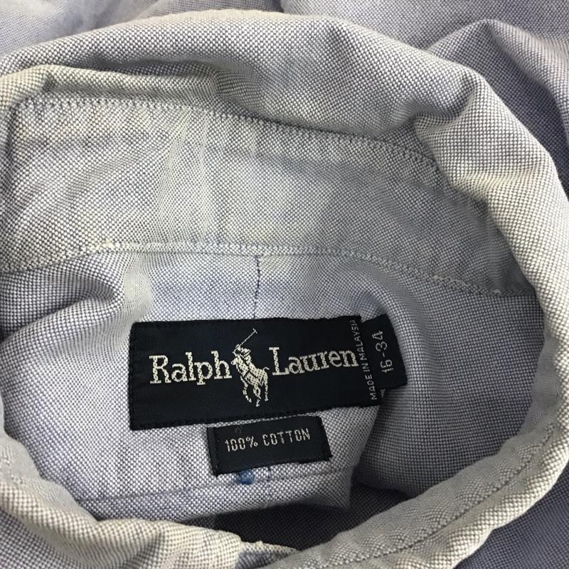 ラルフローレン RALPHLAUREN シャツ、ブラウス 長袖 長袖シャツ カラーシャツ ポケットシャツ 長袖カットソー ボタンダウンシャツ ロゴ、文字 水色 / ライトブルー /  メンズ USED 古着 中古 10110953