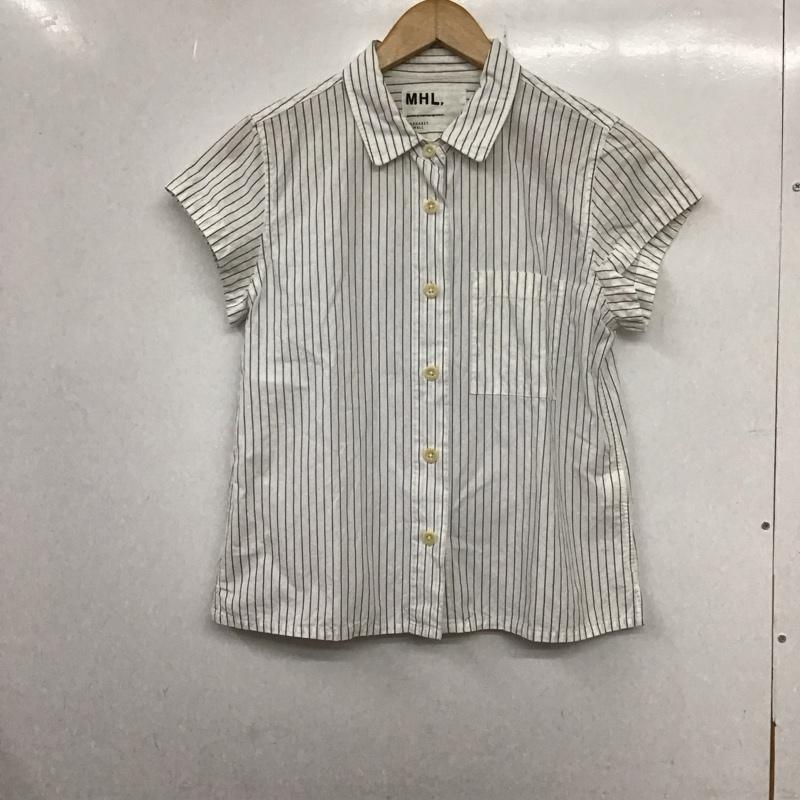 エムエイチエル MHL. シャツ、ブラウス 半袖 半袖シャツ ストライプシャツ カラーシャツ 1 ストライプ 白 / ホワイト / X 青 / ブルー / レディース USED 古着 中古 10135255