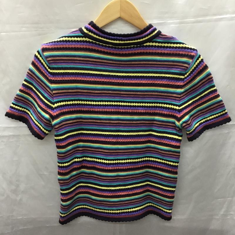 ザラ ZARA ニット、セーター 半袖 S ボーダー柄 マルチカラー / マルチカラー /  レディース USED 古着 中古 10110745