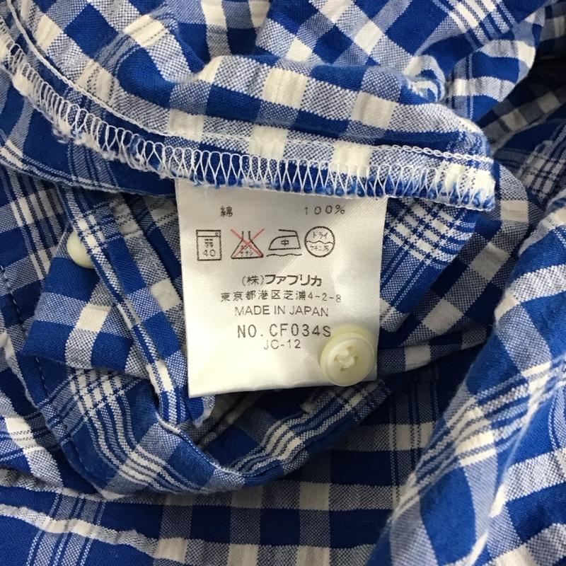 ラコステ LACOSTE シャツ、ブラウス 半袖 CF035S チェック ワニ 42 ワンポイント 青 / ブルー / X 白 / ホワイト / レディース USED 古着 中古 10114913