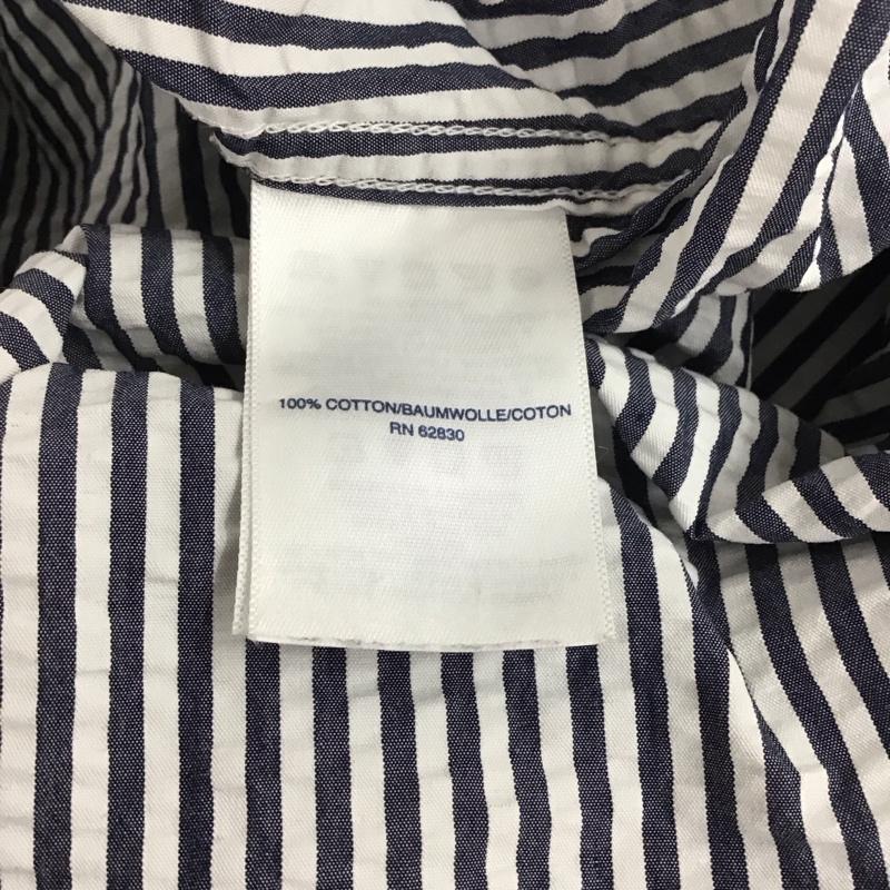 ランズエンド LANDS END シャツ、ブラウス 半袖 半袖シャツ ストライプシャツ ボタンダウンシャツ L ストライプ 白 / ホワイト / X 紺 / ネイビー / メンズ USED 古着 中古 10135488