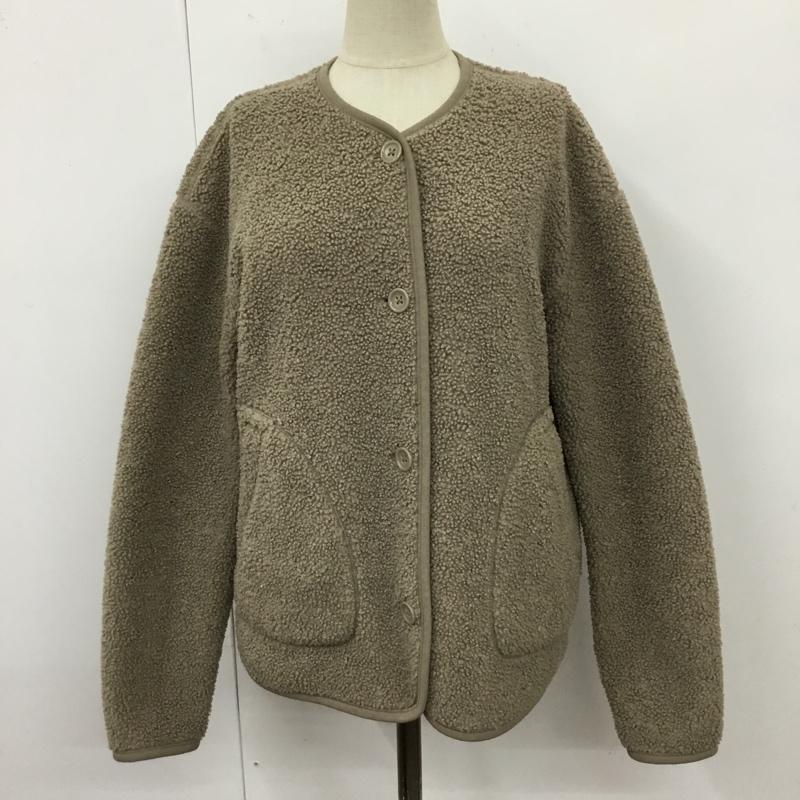 ユニクロ UNIQLO ジャケット、上着 ジャケット、ブレザー 241-408760 フリースノーカラージャケット アウター 長袖ジャケット L 無地 茶 / ブラウン / レディース USED 古着 中古 10110301