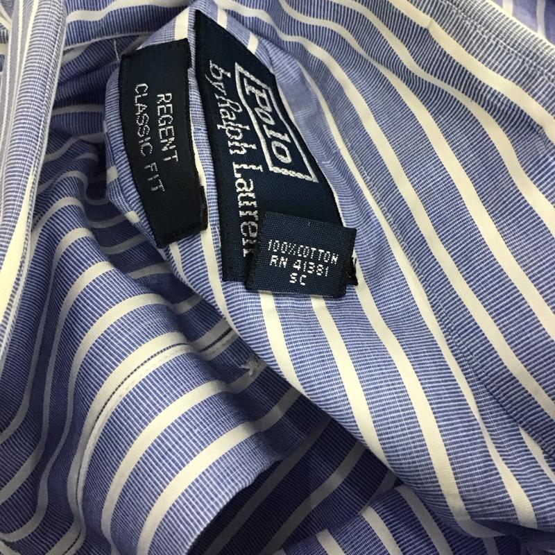 ポロバイラルフローレン Polo by RALPH LAUREN シャツ、ブラウス 長袖 長袖シャツ ストライプシャツ カラーシャツ 長袖カットソー ストライプ 白 / ホワイト / X 水色 / ライトブルー /  メンズ USED 古着 中古 10109564