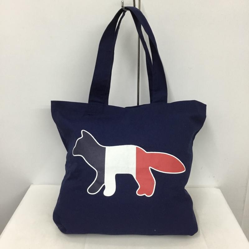 メゾンキツネ MAISON KITSUNE トートバッグ トートバッグ AU05101WW0007 TRICOLOR FOX TOTE プリント 紺 / ネイビー / メンズ USED 古着 中古 10136396