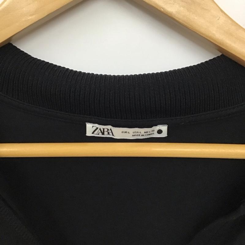 ザラ ZARA ポロシャツ 半袖 L 無地 黒 / ブラック / レディース USED 古着 中古 10130230