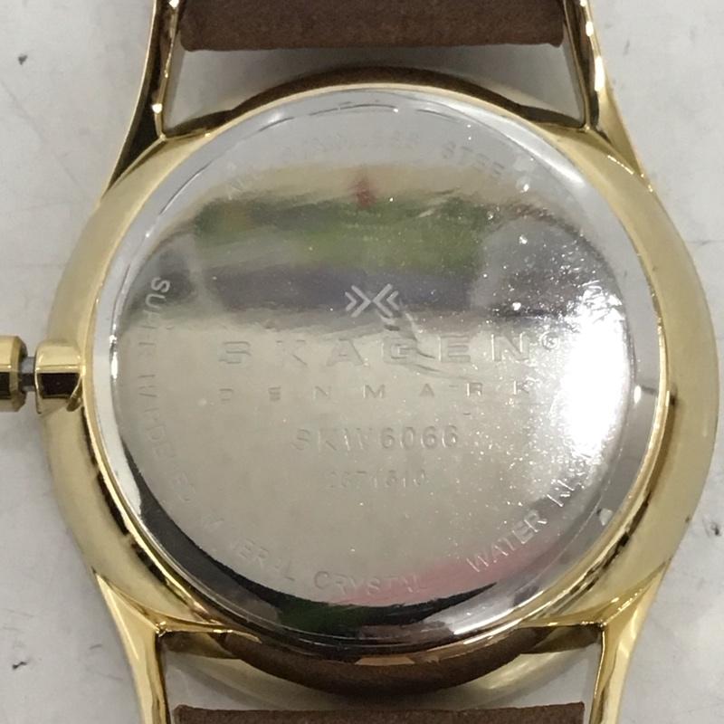 スカーゲン SKAGEN 腕時計 アナログ(クォーツ式) SKW6066 レザーベルト ロゴ、文字 茶 / ブラウン / メンズ USED 古着 中古 10134338