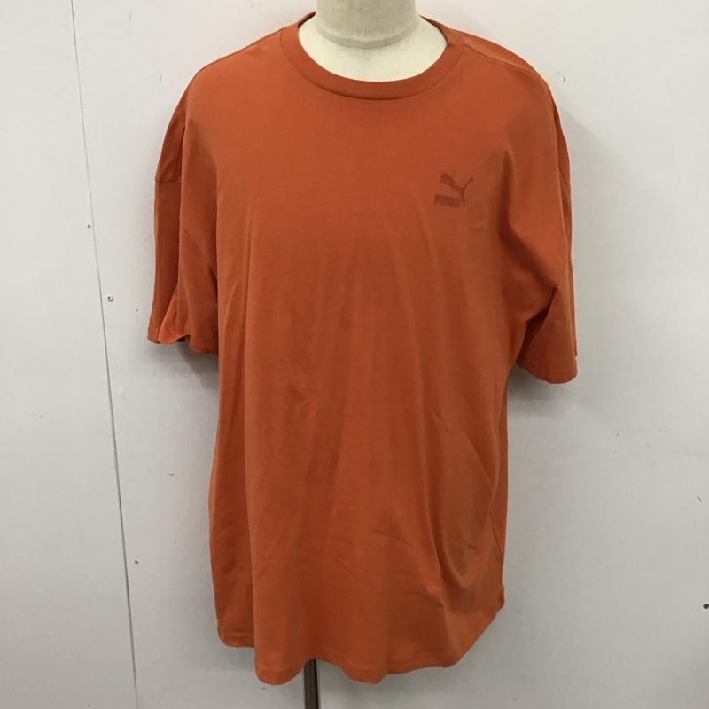 プーマ PUMA Tシャツ 半袖 半袖カットソー プリントTシャツ クルーネックカットソー スポーツウェア L ロゴ、文字 橙 / オレンジ / メンズ USED 古着 中古 10123542