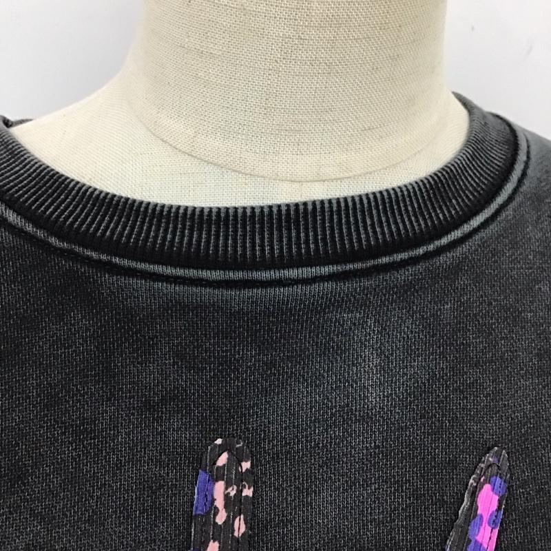 デシグアル Desigual トレーナー 長袖 22SWSK28 ミッキーマウス スパンコール フラワー 花 スウェット M キャラクター 黒 / ブラック / レディース USED 古着 中古 10120812
