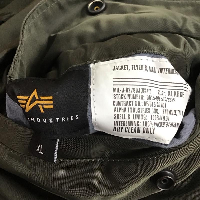 アルファインダストリー Alpha Industries ジャケット、上着 ジャケット、ブレザー ジップアップジャケット ジャンパー ジャケット カジュアルジャケット アウター XL ロゴ、文字 カーキ / カーキ / メンズ USED 古着 中古 10124258