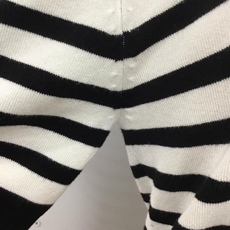 ザラニット ZARA KNIT カットソー 半袖 5646 021 105 リボン L ボーダー柄 白 / ホワイト / X 黒 / ブラック /  レディース USED 古着 中古 10113477