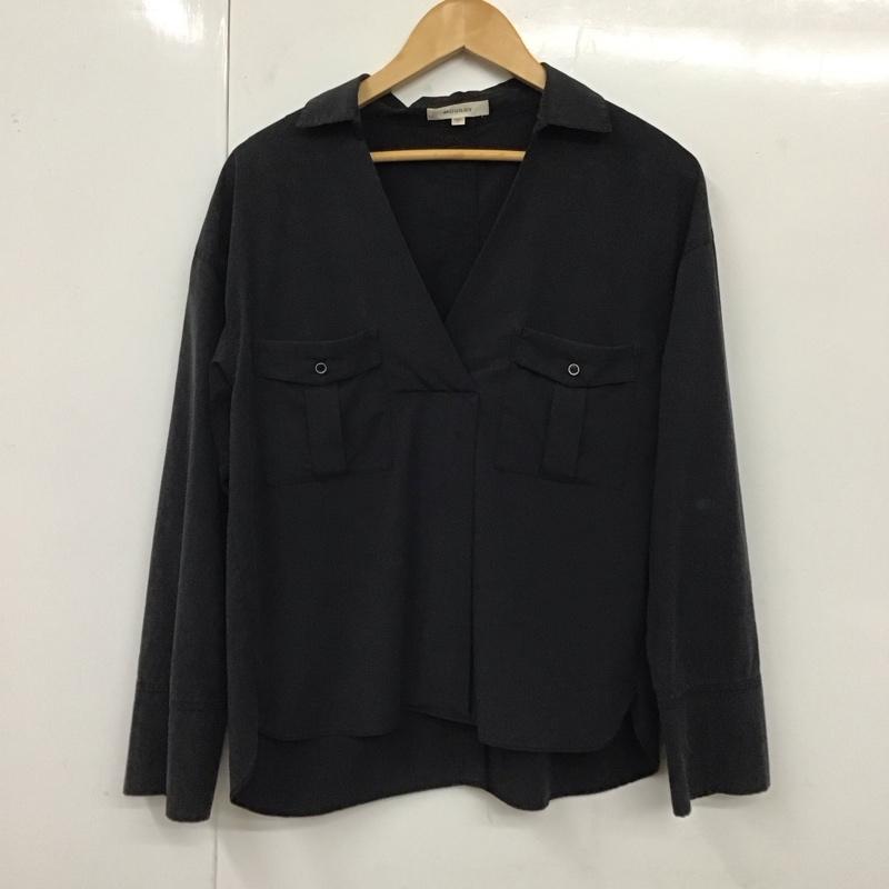 マウジー MOUSSY カットソー 長袖 長袖カットソー カラーシャツカットソー 長袖シャツ FREE 無地 黒 / ブラック / レディース USED 古着 中古 10119549
