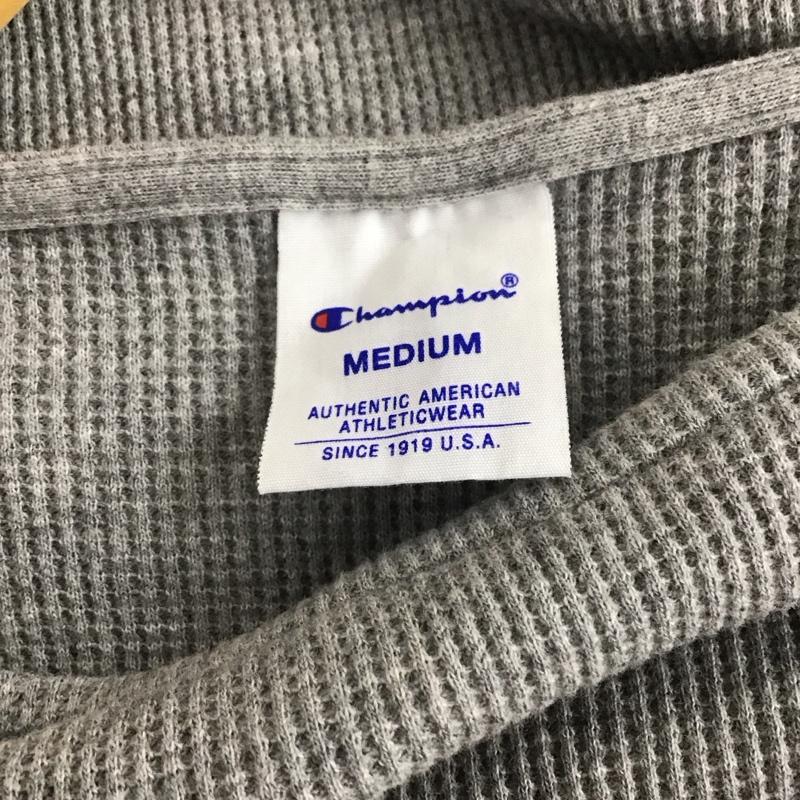 チャンピオン Champion カットソー 長袖 cw-s414 レディース長袖Tシャツ サーマル 長袖カットソー M ロゴ、文字 灰 / グレー / レディース USED 古着 中古 10128750