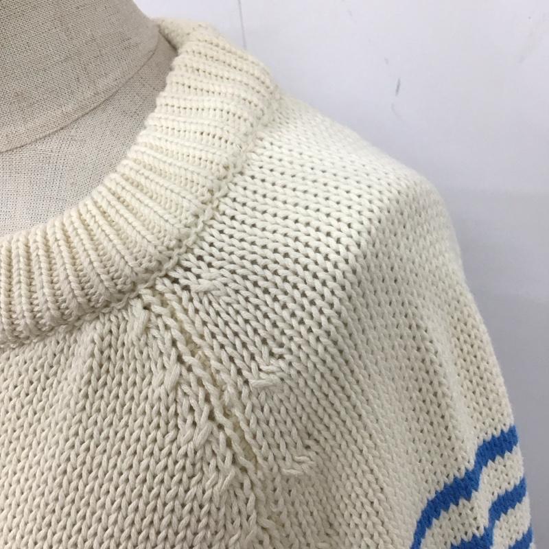 ザラ ZARA ニット、セーター 長袖 長袖ニットカットソー ニット セーター クルーネックニット S ボーダー柄 白 / ホワイト / X 青 / ブルー /  レディース USED 古着 中古 10110451