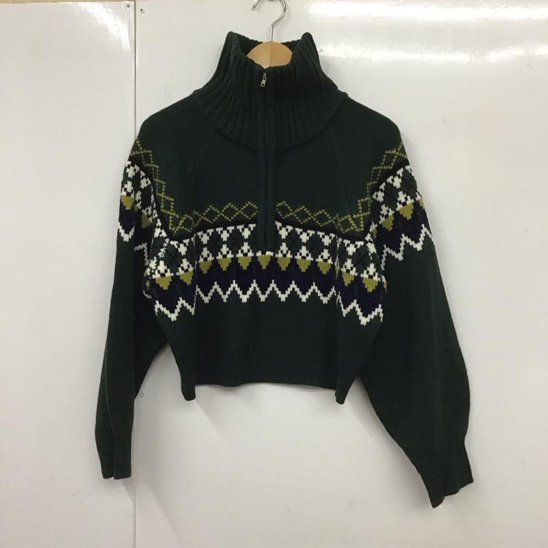 エヴリス EVRIS ニット、セーター 長袖 372252601701 ノルディックZIPニット FREE 緑 / グリーン / レディース USED 古着 中古 10130973