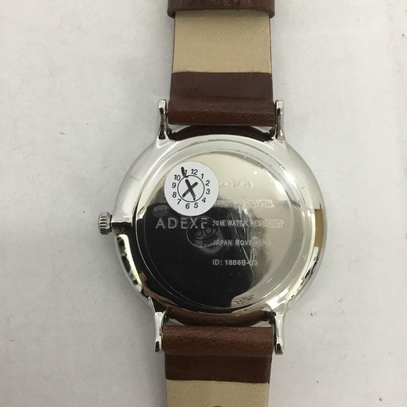 アデクス ADEXE 腕時計 アナログ(クォーツ式) 1868B-03 レザー ロゴ、文字 茶 / ブラウン / メンズ USED 古着 中古 10127474