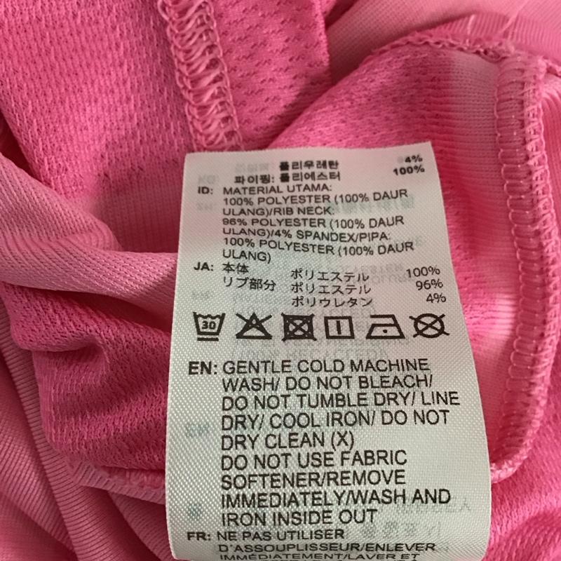 アディダス adidas ポロシャツ 半袖 KD2255 ジャカードストライプジャージー 半袖ポロシャツ M ロゴ、文字 桃 / ピンク / メンズ USED 古着 中古 10135846