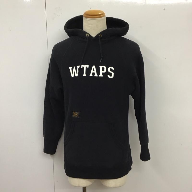 ダブルタップス WTAPS パーカー 長袖 長袖パーカー プルオーバー プリントスウェット トレーナー M ロゴ、文字 紺 / ネイビー /  メンズ USED 古着 中古 10120375