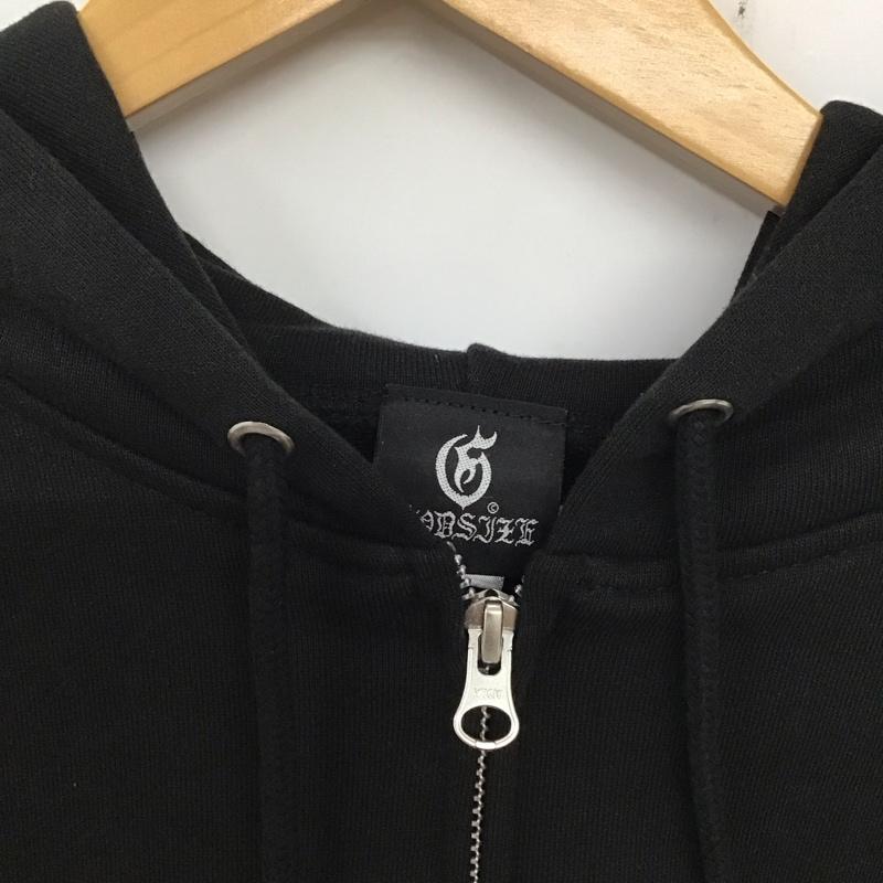 ゴッドサイズ GODSIZE パーカー 長袖 長袖ジップアップパーカー スウェットパーカー XL ロゴ、文字 黒 / ブラック / メンズ USED 古着 中古 10136837