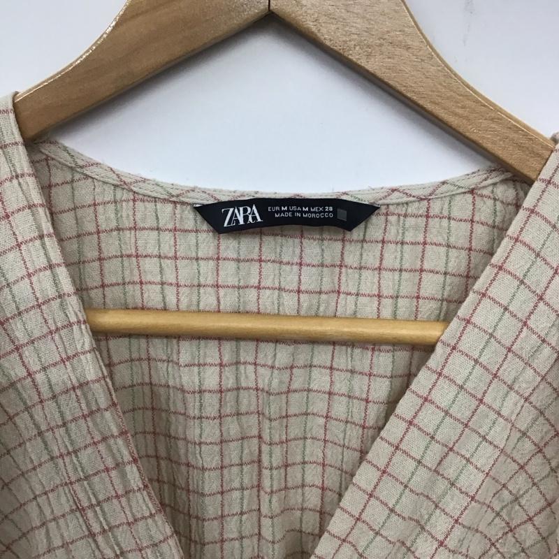 ザラ ZARA カットソー 半袖 半袖カットソー ショート丈 Vネック M チェック マルチカラー / マルチカラー / レディース USED 古着 中古 10135253