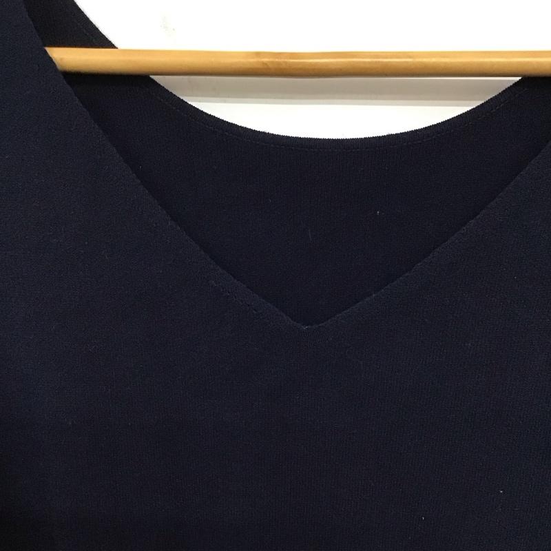 ロペ ROPE ワンピース ロングスカート 長袖ニットワンピース ロングスカート Vネック フレアスカート 38 無地 紺 / ネイビー / レディース USED 古着 中古 10137566