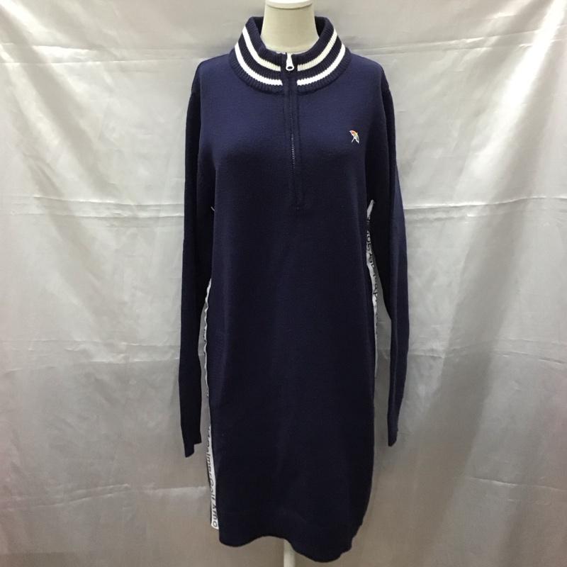 アーノルドパーマー Arnold Palmer ワンピース ひざ丈スカート AP220412L02 ゴルフウェア ニットワンピース ハーフジップ L ワンポイント 紺 / ネイビー / レディース USED 古着 中古 10112442