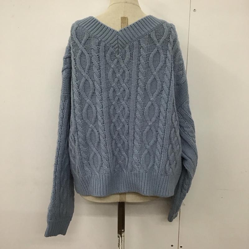ローリーズファーム LOWRYS FARM ニット、セーター 長袖 長袖ニットカットソー ニット セーター Vネックニット L 総柄 青 / ブルー / レディース USED 古着 中古 10123785