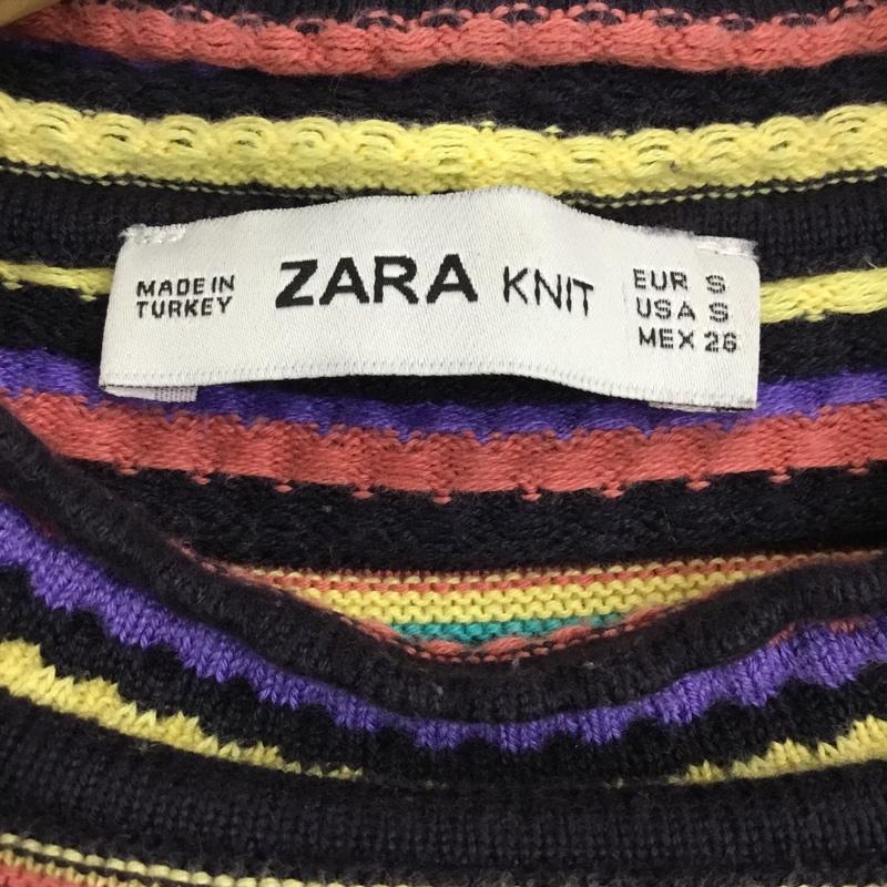 ザラ ZARA ニット、セーター 半袖 S ボーダー柄 マルチカラー / マルチカラー /  レディース USED 古着 中古 10110745