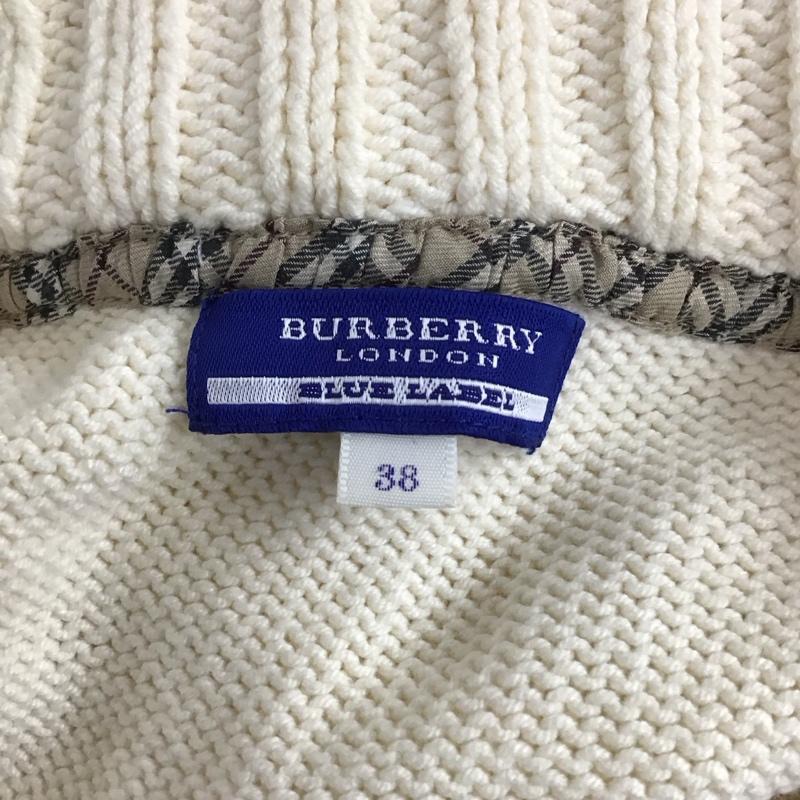 バーバリーブルーレーベル BURBERRY BLUE LABEL カーディガン 長袖 E1N03-351-02 クルーネック 38 無地 アイボリー / アイボリー / レディース USED 古着 中古 10107548