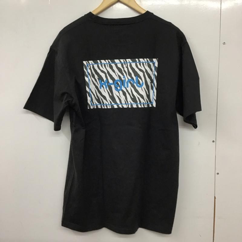 エックスガール X-girl Tシャツ 半袖 105232011040 ロゴTシャツ ゼブラ柄 スクエアロゴ 半袖Tee L プリント チャコールグレー / チャコールグレー / レディース USED 古着 中古 10139337