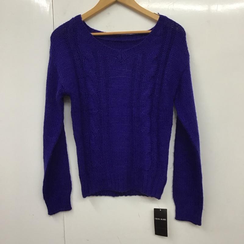 セシルマクビー CECIL McBEE ニット、セーター 長袖 長袖ニットカットソー ニット セーター クルーネックニット M 青 / ブルー / レディース USED 古着 中古 10117891
