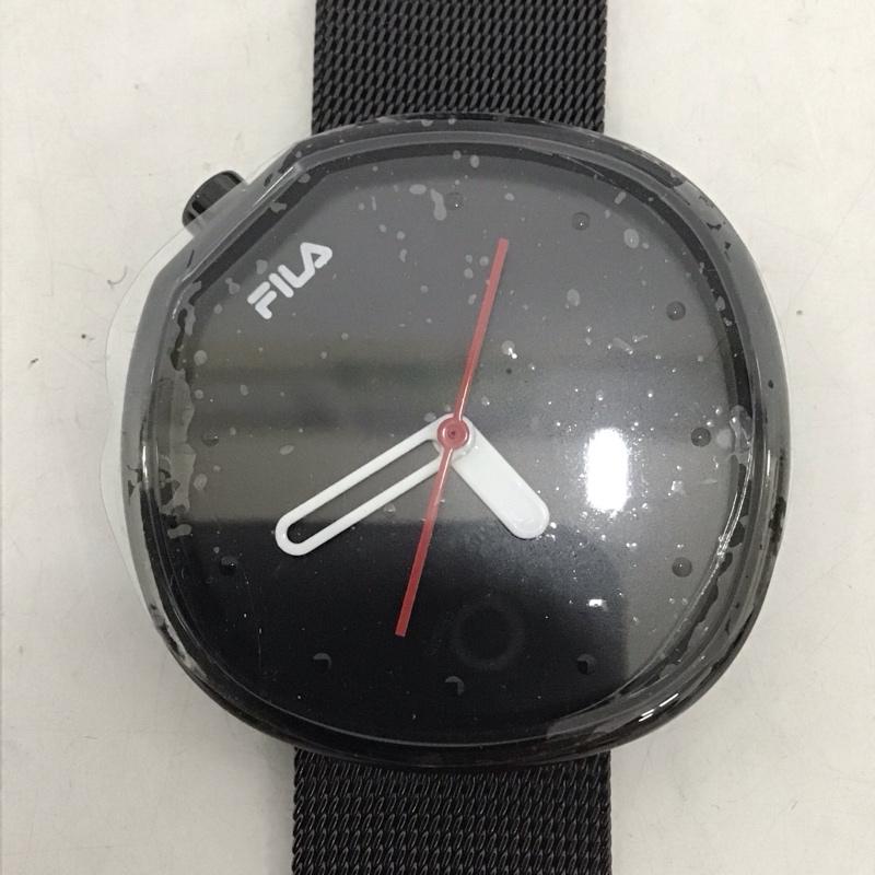 フィラ FILA 腕時計 アナログ(クォーツ式) 38-162 箱有 ロゴ、文字 黒 / ブラック / レディース USED 古着 中古 10134105