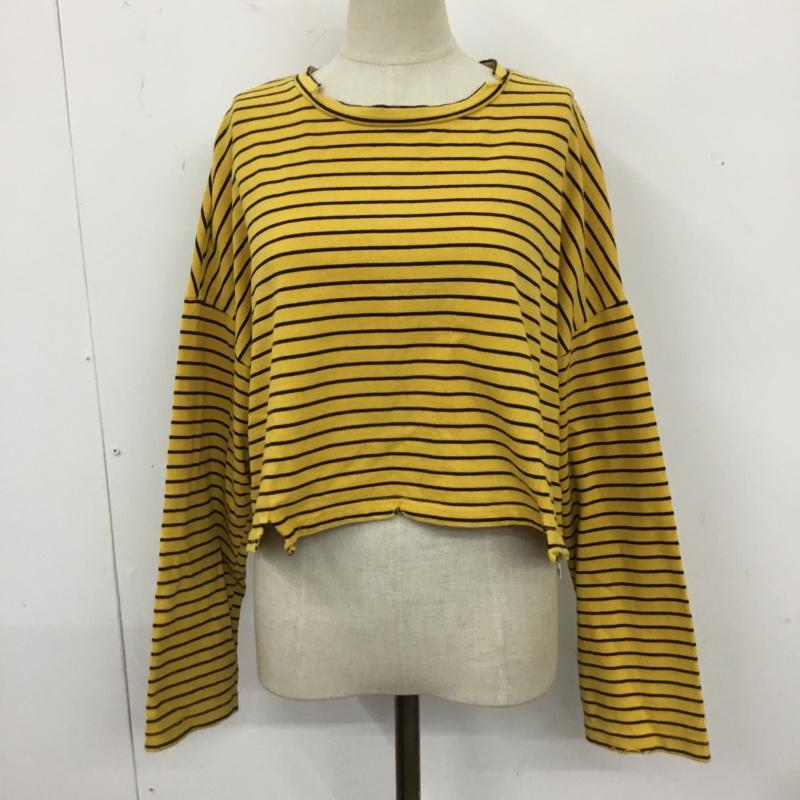 ベルシュカ Bershka カットソー 長袖 長袖カットソー クルーネックカットソー ロングスリーブカットソー ボーダーTシャツ S ボーダー柄 黒 / ブラック / X 黄 / イエロー / レディース USED 古着 中古 10110308