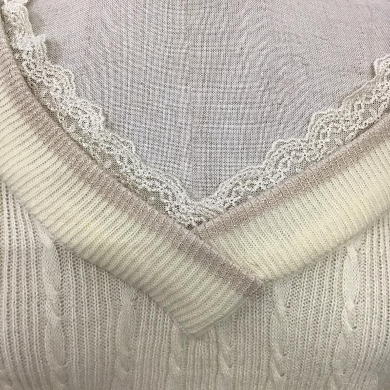 アクシーズファム axes femme ニット、セーター 長袖 長袖ニットカットソー ニット セーター Vネックニット M 無地 白 / ホワイト / メンズ USED 古着 中古 10107706