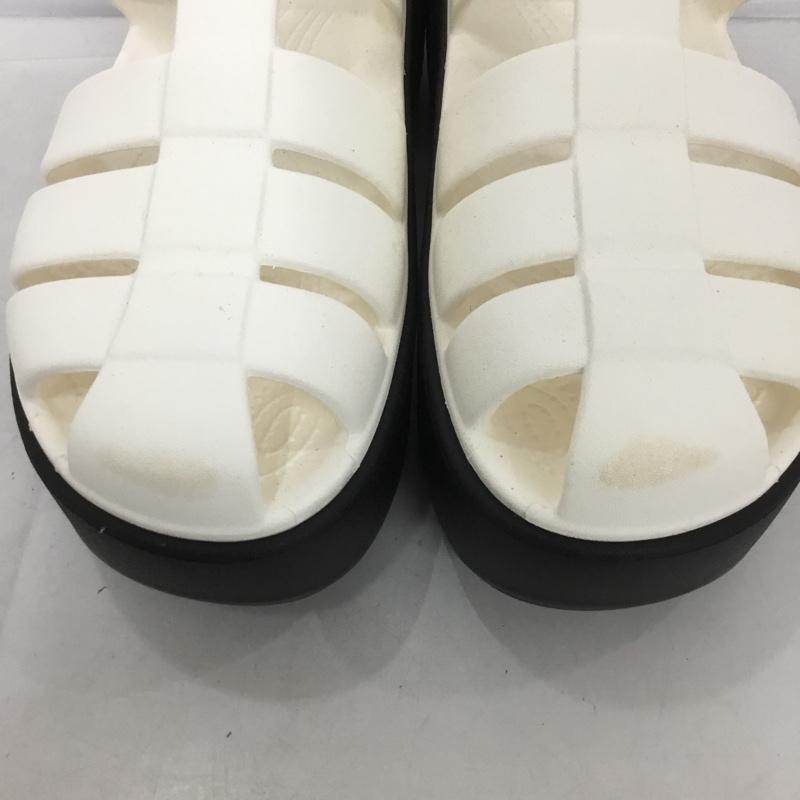 クロックス crocs サンダル サンダル ストンプ フィッシャーマンサンダル 厚底 M9 ロゴ、文字 白 / ホワイト / X 黒 / ブラック / メンズ USED 古着 中古 10137384