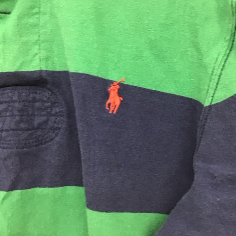 ポロバイラルフローレン Polo by RALPH LAUREN ポロシャツ 長袖 長袖ポロシャツ 長袖カットソー カラーシャツ M ロゴ、文字 紺 / ネイビー / X 緑 / グリーン / メンズ USED 古着 中古 10136227