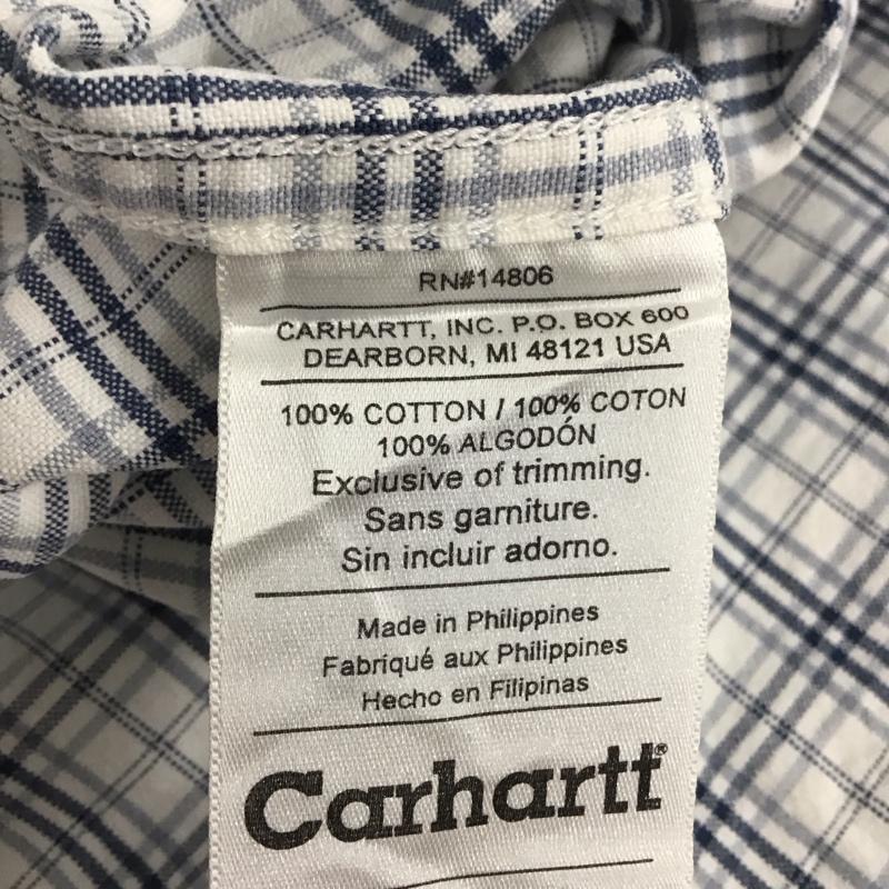 カーハート Carhartt シャツ、ブラウス 半袖 半袖シャツ チェックシャツ カラーシャツ ボタンダウンシャツ L チェック 白 / ホワイト / X 紺 / ネイビー / メンズ USED 古着 中古 10134795