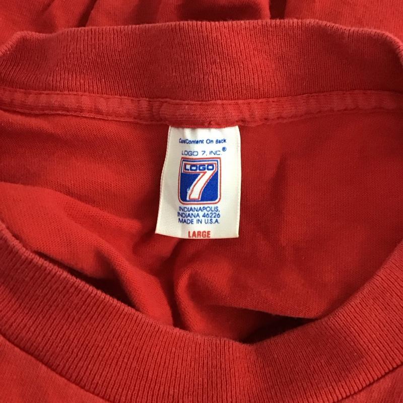 ロゴセブン LOGO7 Tシャツ 半袖 半袖カットソー プリントTシャツ クルーネックカットソー 古着 L プリント 赤 / レッド /  メンズ USED 古着 中古 10112154