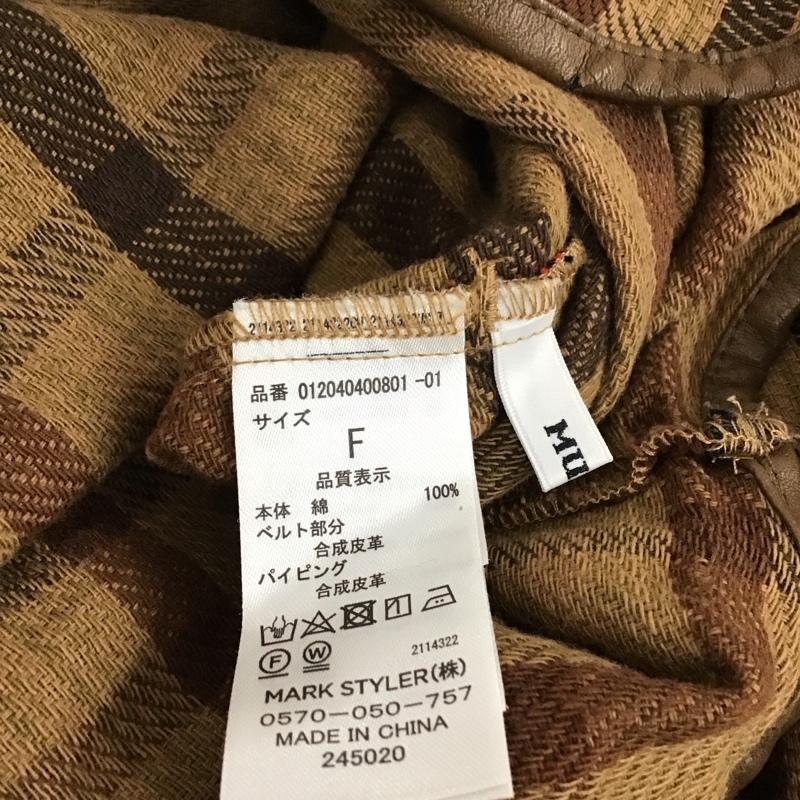 ムルーア MURUA シャツ、ブラウス 長袖 012040400801-01 ルーズショートネルシャツ FREE チェック 茶 / ブラウン / レディース USED 古着 中古 10120387