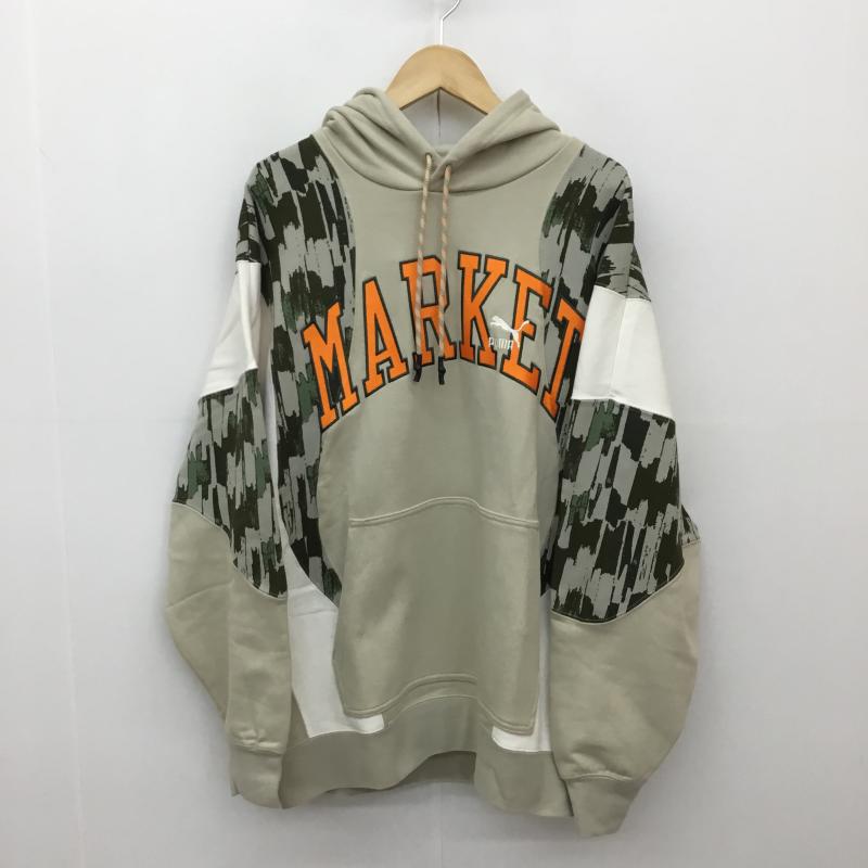 プーマ PUMA パーカー 長袖 PUMA×MARKET Relaxed Hoodie 535083-64 XL ロゴ、文字 X 刺繍 X 総柄 アイボリー / アイボリー / X 緑 / グリーン / X 橙 / オレンジ / メンズ USED 古着 中古 10136366