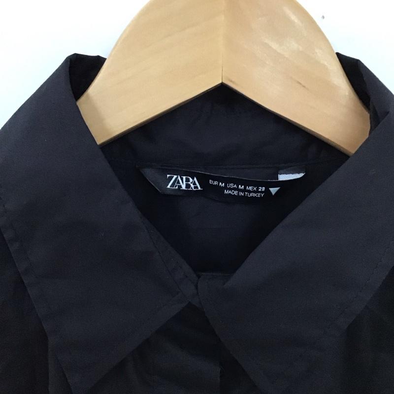 ザラ ZARA シャツ、ブラウス 半袖 M 無地 黒 / ブラック / レディース USED 古着 中古 10129392