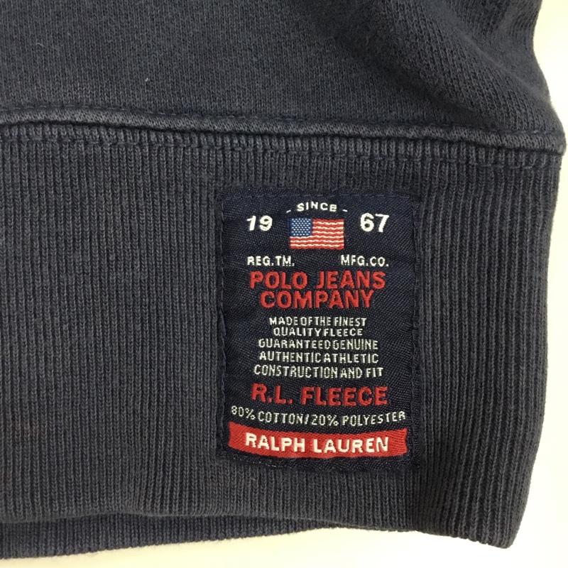 ポロジーンズカンパニー POLO JEANS COMPANY トレーナー 長袖 長袖トレーナー スウェット クルーネック リブスウェットカットソー L ロゴ、文字 紺 / ネイビー / メンズ USED 古着 中古 10114995