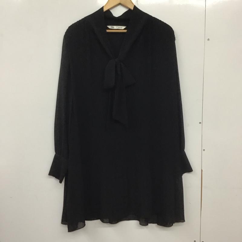 ザラ ZARA ワンピース ひざ丈スカート M 無地 黒 / ブラック / レディース USED 古着 中古 10139351